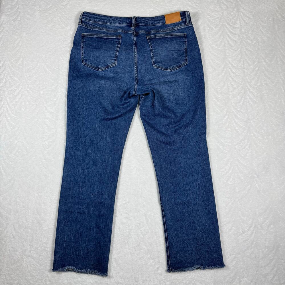 Dear John Denim Women's 32 Blue Wash Straight Leg Raw Hem Stretch - Picture 3 of 10